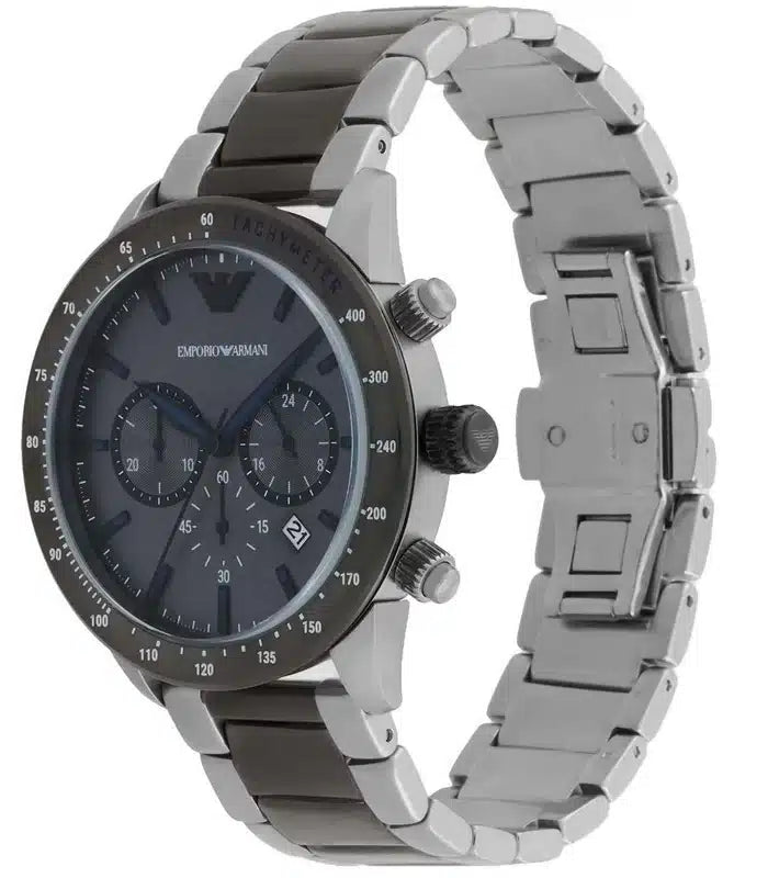 Emporio Armani Chronograph Grey Dial Two Tone Steel Strap Watch For Men - AR11391 - Image 2
